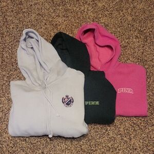 PINK Victoria's Secret Hoodie Trio in Gray, Black, and Pink